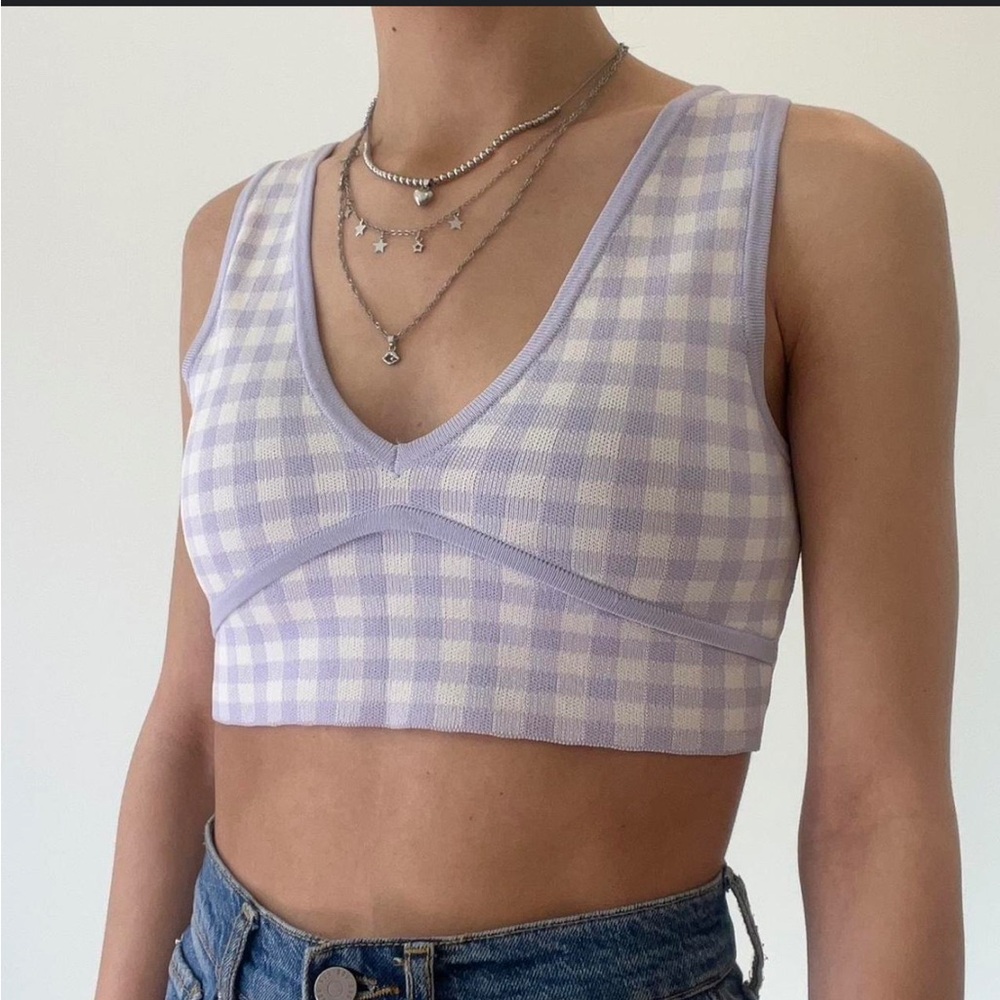 Princess Polly lavender gingham crop top
